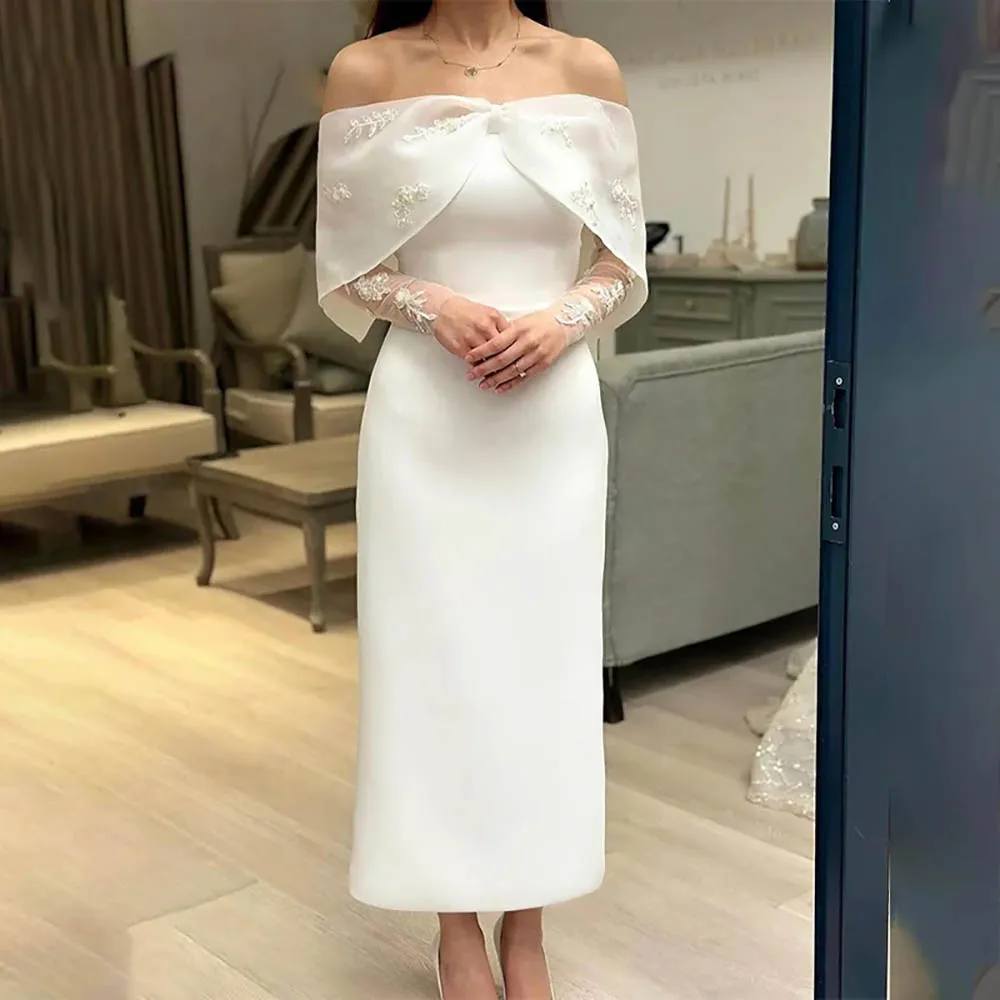 

Elegant White Bridal Formal Occasion Dress Sexy 2024 New Women's Off Shoulder Lace Party Evening Gown