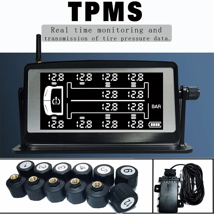 

Smart High precision TPMS Tire Safety Monitor Tire Pressure Monitoring System With Solar for 8/10/12/14 Wheel Heavy-Duty Truck