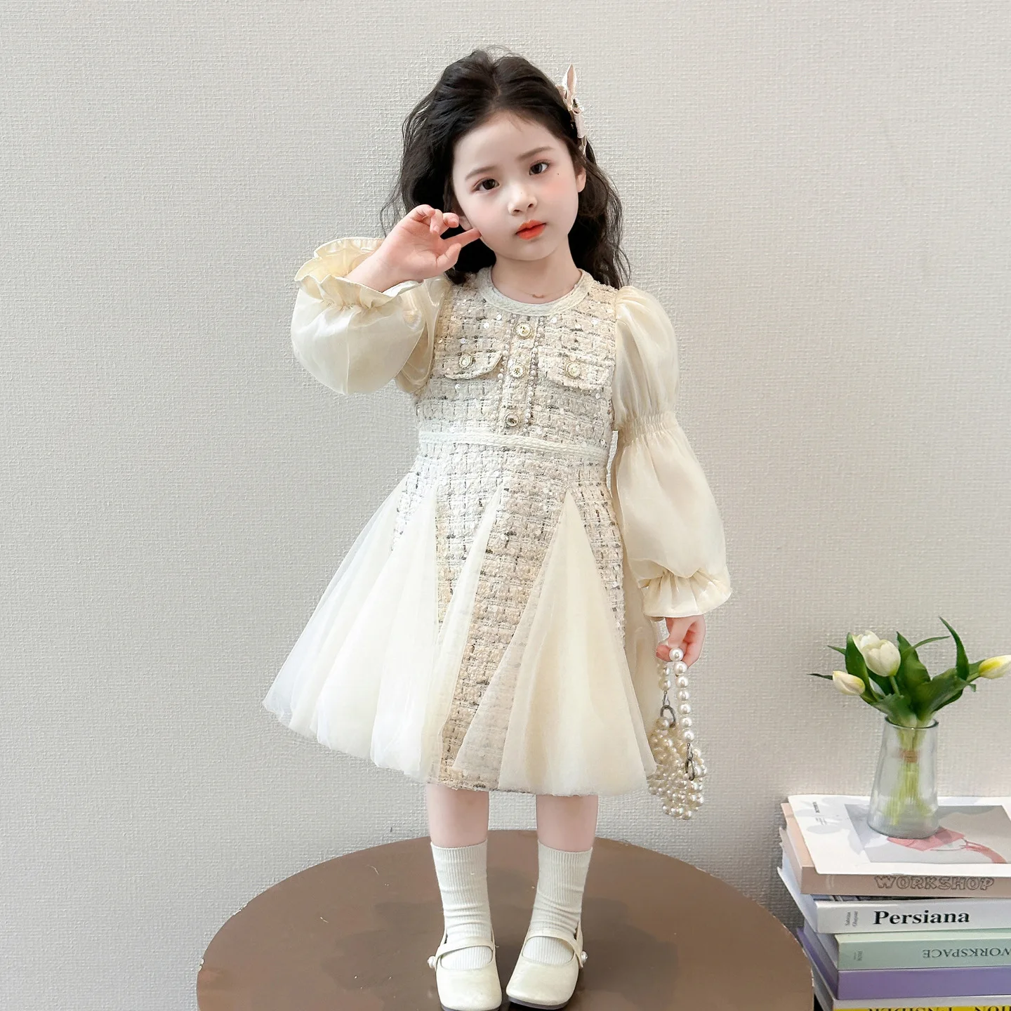Girls' Little Fragrant Wind Dress Spring and Autumn 2026 New Children's Princess Girls' Birthday Dress