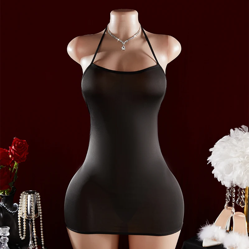 Erotic Women's Sling Dress Underwear Exotic Sexy Lingerie Pajamas Open Back Hollow Out Perspective Sexi Women's Sleepwear Dress image 5