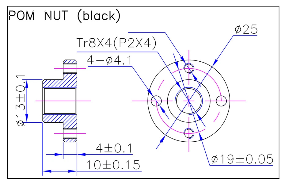 C Trianglelab POM-Mutter Schrittmotor POM-Leitspindel T8 X 4 / T8 X 8 für 3D-Drucker Prusa I3 MK3 – Detail 4