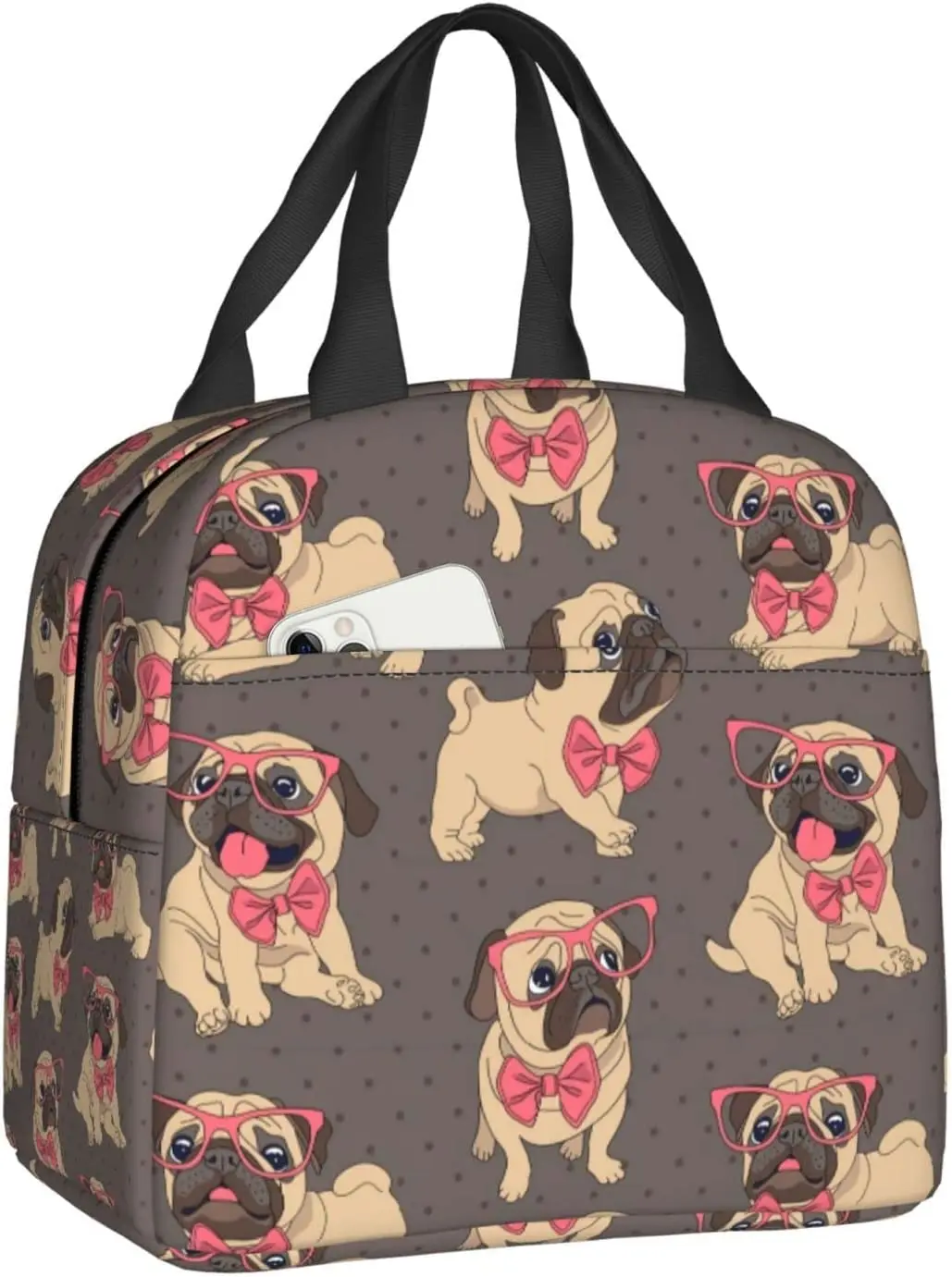 Cartoon Pug Puppy Lunch Box For Girls Insulated Cute Lunch Bag School Lunch Bags Reusable Lunchboxes Snack Bag For Boys Work