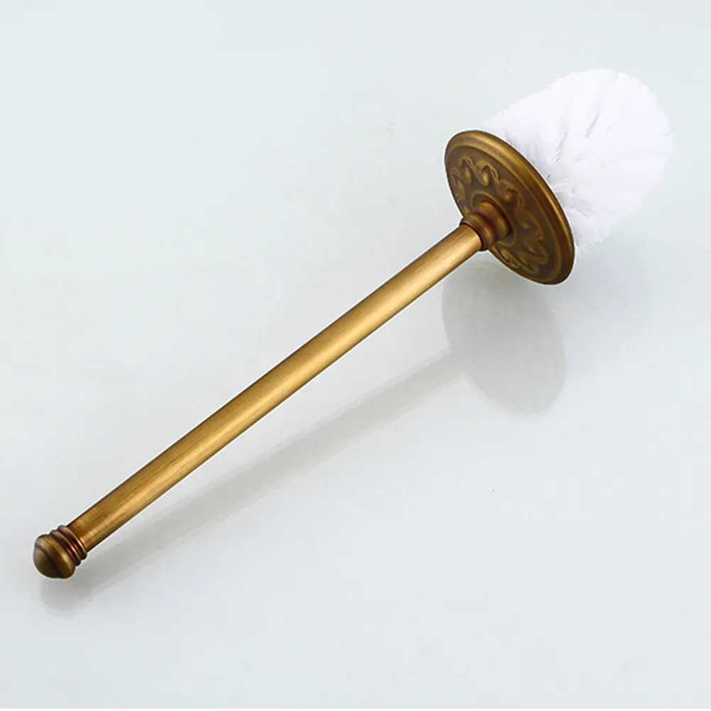 

Vintage Toilet Brush Set Copper Long Handle Dense Bristles Wall Mounted Compact Bathroom Cleaner Holder for Home Hotel