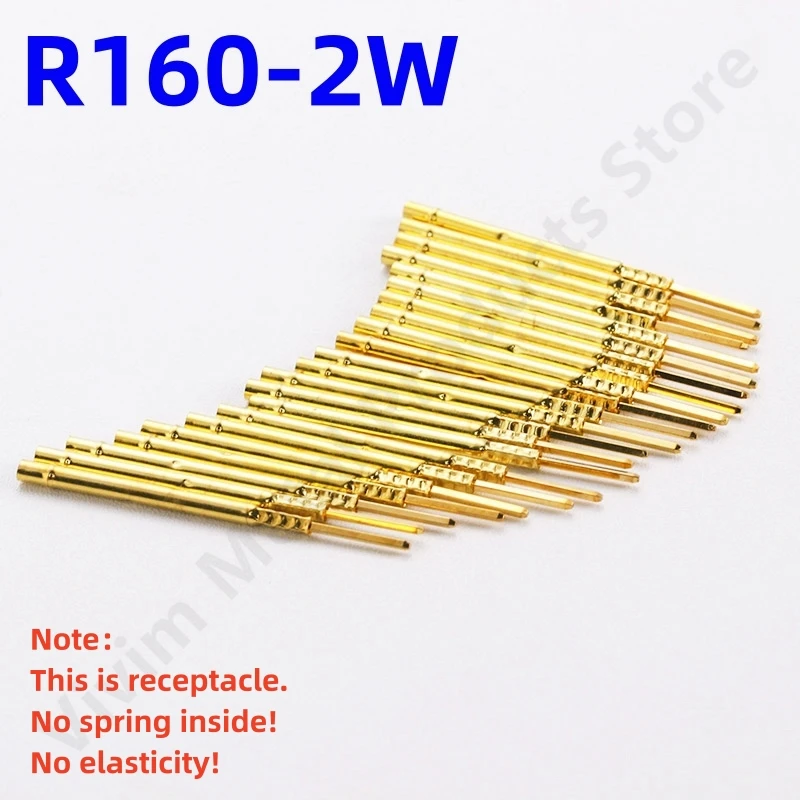 

100PCS R160-2W Test Pin P160-B1 Receptacle Brass Tube Needle Sleeve Seat Wire-wrap Probe Sleeve Length 32.7mm Outer Dia 1.67mm