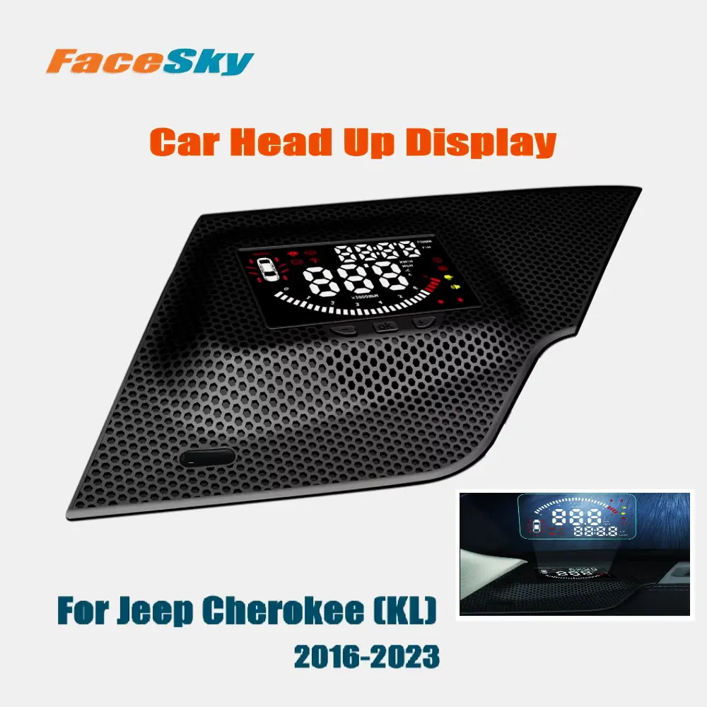 

For Jeep Cherokee (KL) 2016-2024 Car HUD Head Up Display Speedometer Safe Driving Screen Airborne Computer Windshield Projector