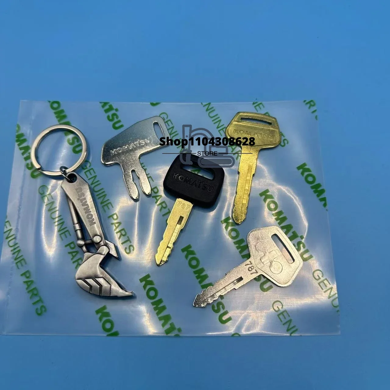 787 Ignition Switch Keys with Exquisite Key Chain for Komatsu Excavator Heavy Equipment opener for bottle Keychain F0001