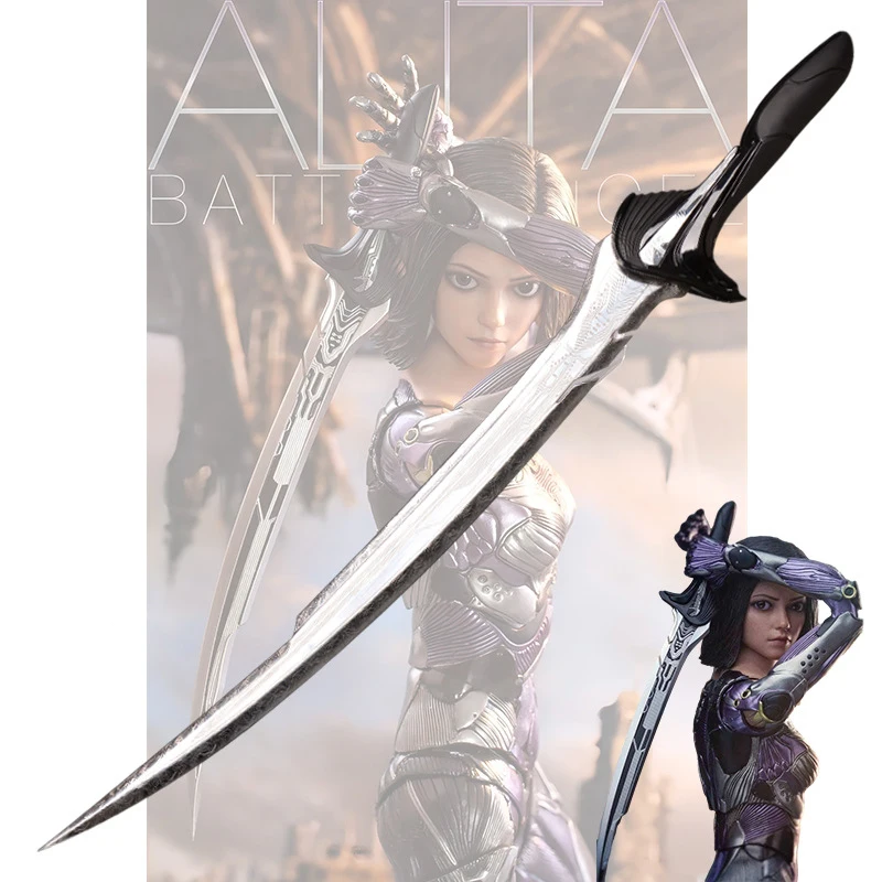 Hot 95cm 2.05kg Cosplay Prop Movie Alita Battle Angel Damascus Sword do dekoracji Kolekcja zabawek Miecze dla fanów Comic Con