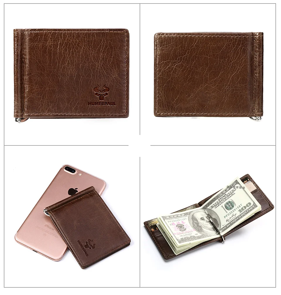 Ultra-dünne männer Geld Clip Brieftasche Vintage Echtes Leder Bifold Karte Halter Geldbörse Mini Hohe Qualität Männlichen Geld geldbörse Cartera – Detail 8