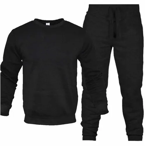 Imagen 2 del producto Conjunto de dos piezas para hombre, conjunto de 2 piezas con cuello redondo, chándal, Sudadera con capucha y pantalones con cordón, sudaderas deportivas para hombre, ropa deportiva para correr