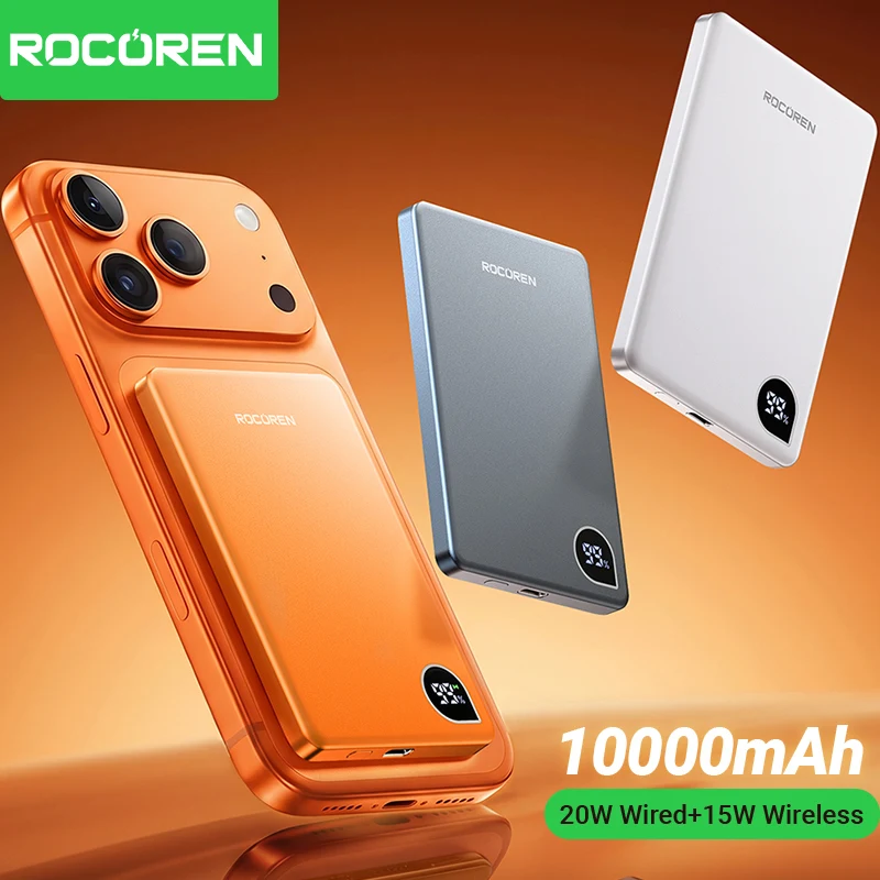 Rocoren 10000 mAh Magnetische PowerBank Schnelle Aufladung 5000 mAh Power Bank Tragbare Drahtlose Ladegerät Batterie Für iPhone 17 16 Pro max