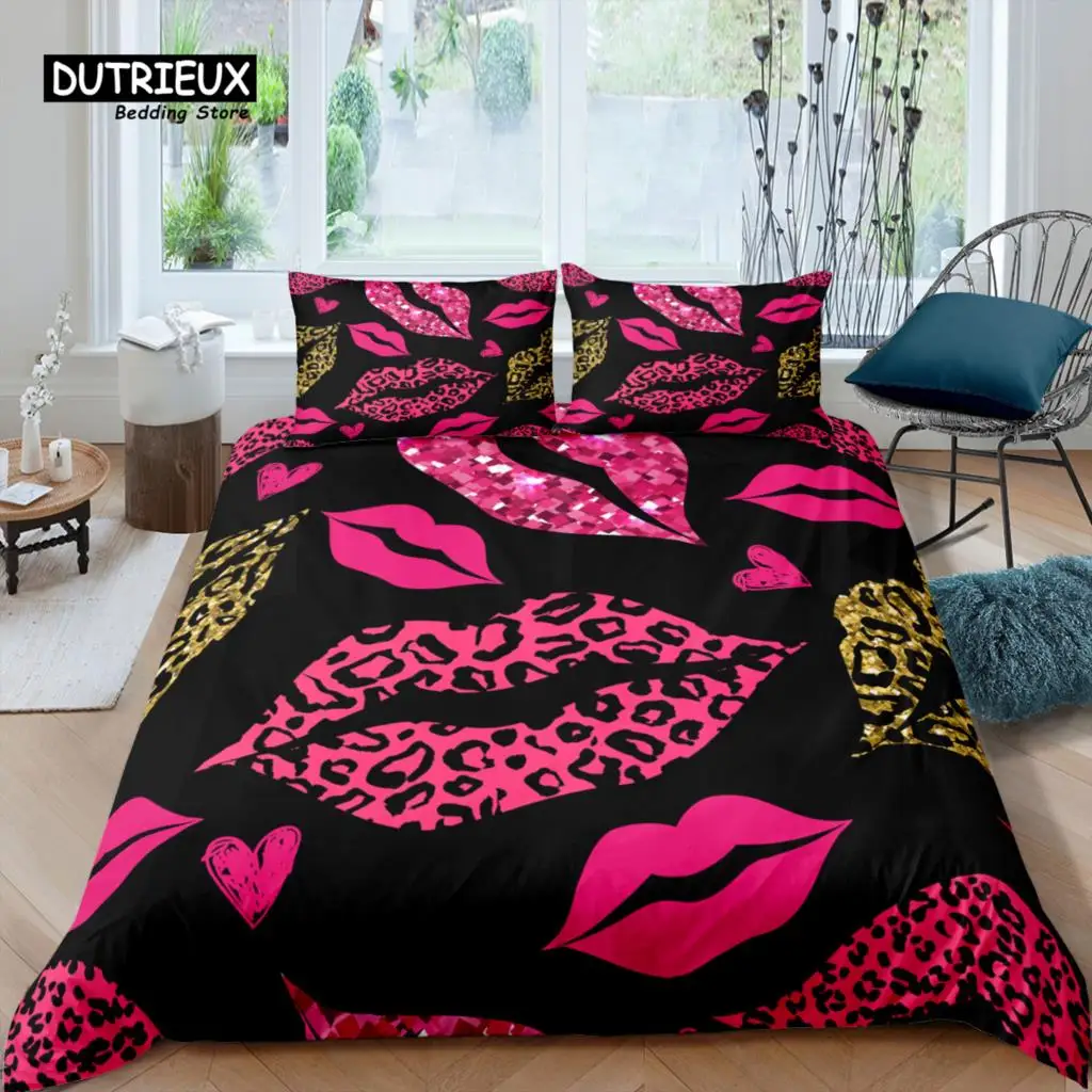 

Home Living Luxury 3D Sexy Lips Bedding Set Girl Duvet Cover Set Pillowcase Kids Bedding Set Queen and King EU/US/AU/UK Size