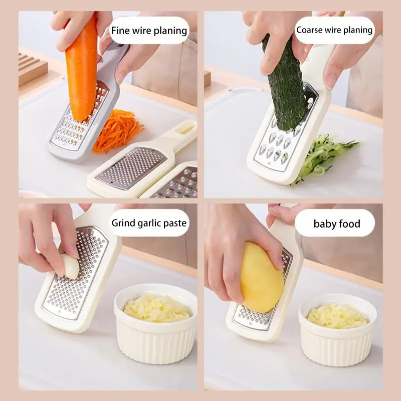 Save Time 3 In 1 Carrot Grater Multifunctional Wipe Evenly Cheese Grater Beige Convenient Vegetable Shredder Kitchen