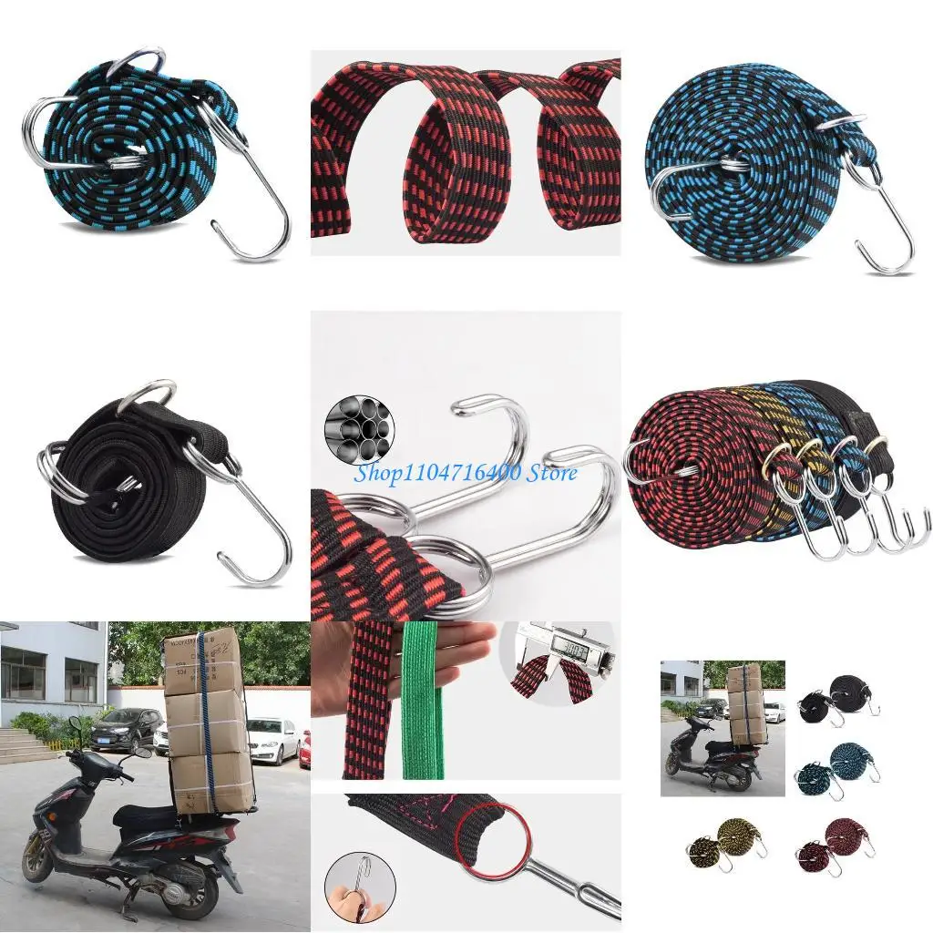 

y1gd 1/3Meters Lengt Luggage Tied Rope Stacking Banding Elastic Cord with Metal Hooks