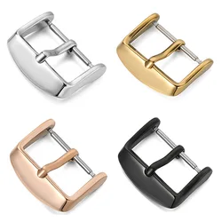 18/20/22mm Stainless Steel Strap Buckle Silver Gold Black Bracelet Universal Metal Pin Clasp Replacement for Leather Watch band