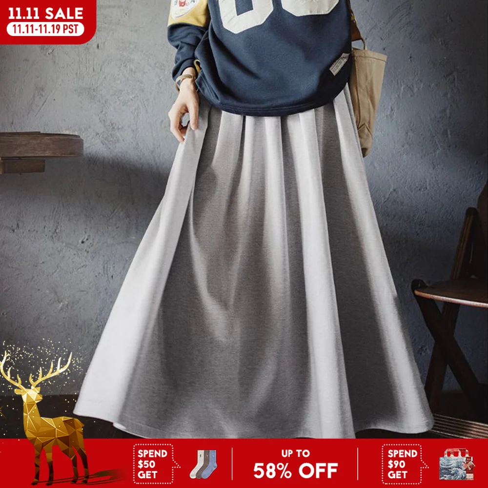 

Maden Женская зимняя длинная юбка А-силуэта с высоким поясом, тёплая шерстяная плиссированная юбка для офиса и повседневной носки