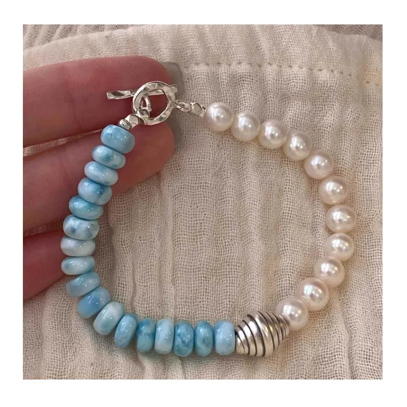 

Daughter of The Sea Shu New Imitation Sea Pattern Stone Bead Bracelet Spiral Spacer Bead High Value Healing Bracelet for Girlfri