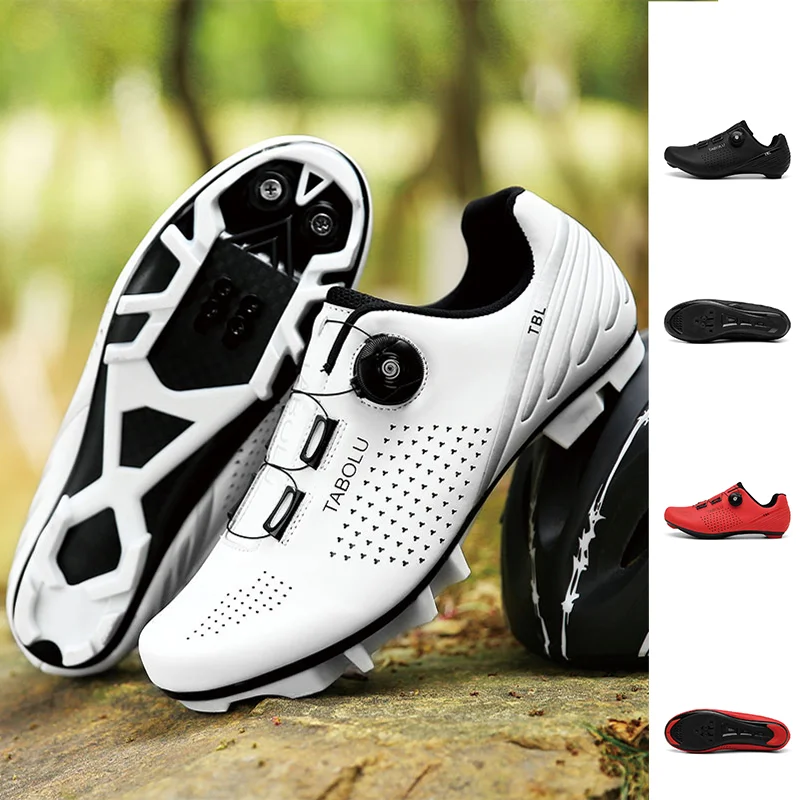 

Speed Cycling Sneaker Men's Road Cycling Shoes Cleat Shoes Spd Shoes Cycling Flat Pedal Shoes Man Bike Outdoor Footwear White