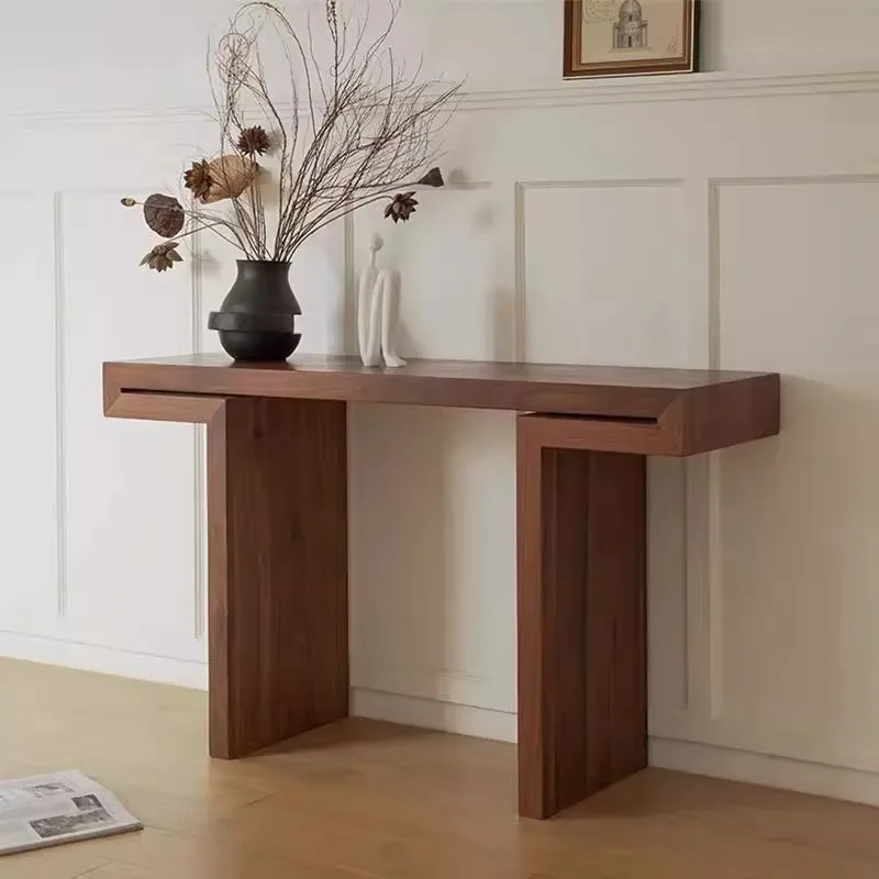 North American black walnut entrance table Italian minimalist log style entrance platform corridor flat head strip case table