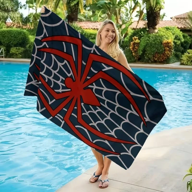 Cool Spider Beach Towel Microfiber Gothic Red Spiderweb Bath Towels Quick Dry Large Swimming Blanket Travel Shawl Coverup