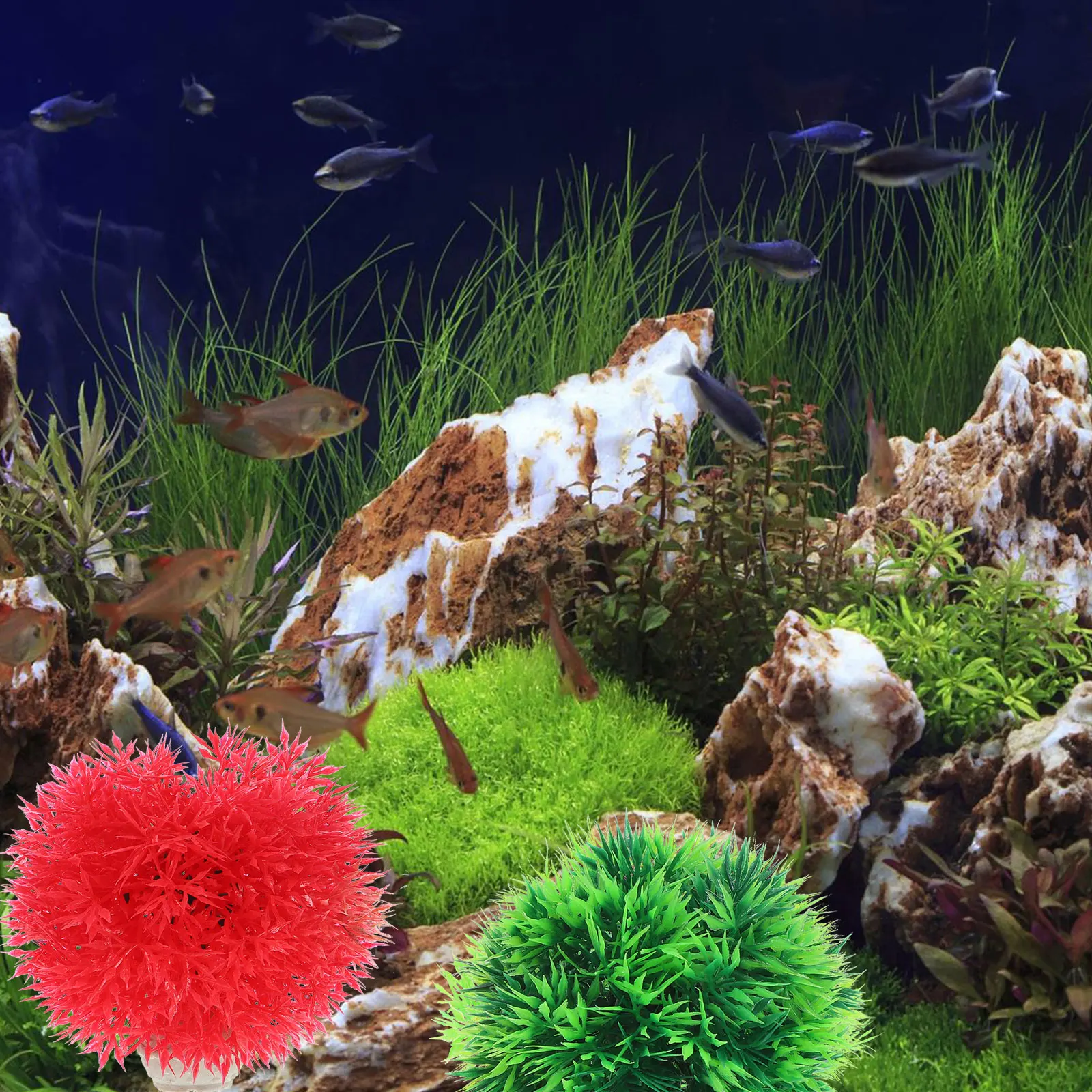 

4pcs Aquarium Fish Tank Water Plants Ornaments Lifelike Aquatic Plants Crafts Artificial Plastic Decors Compact Lightweight