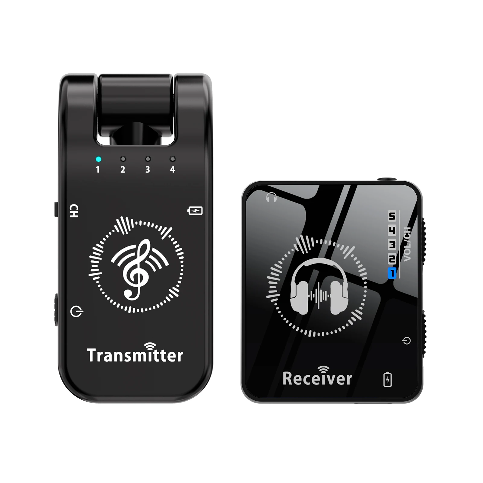 2.4G Wireless In-Ear Monitor System 282° Rotate Transmitter Portable Collar Clip Receiver Rechargeable for Studio Band Live