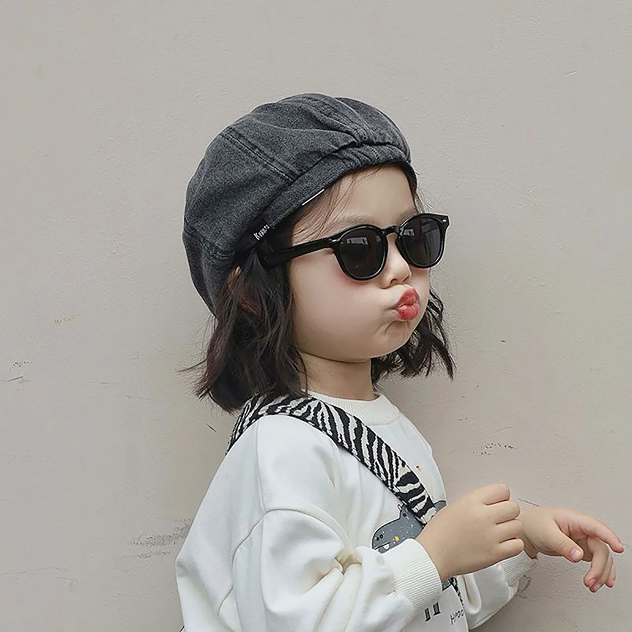 Fashion Retro Denim Beret 2-7Year Kids Newsboy Cap Boys Girls Spring Autumn Sunshade Duck Tongue Hat Children Baby Sun Hats view 5
