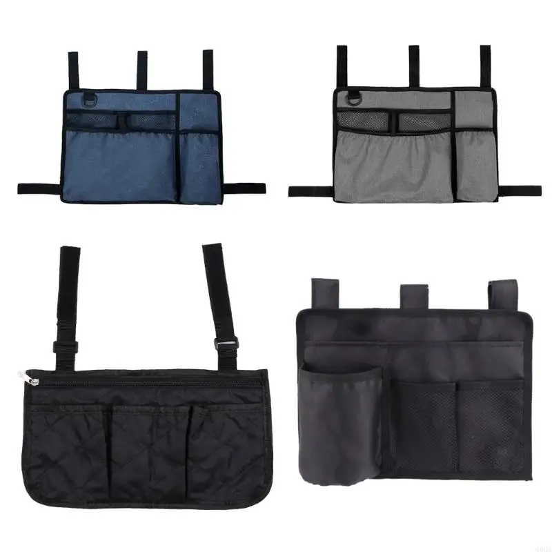 Q9QA Multipurpose Wheelchair Armrest Storage Bag for Seniors and Disabled Waterproof for Effortless Storage Management