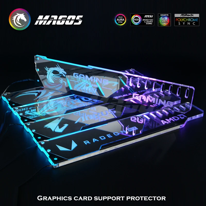 GPU Support Bracket Mirror Gpaphics Card Holder Minute Surface ROG MSI AROUS AMD NVIDIA Logo Brand Belief M/B 5V SYNC