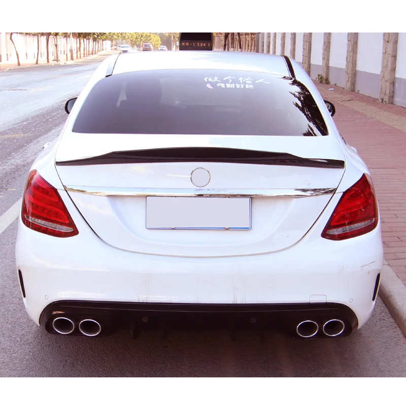 Glossy Black Spoiler for Benz W205 C260 Sedan C-class 4 Door C43 C63 AMG Rear Ducktail Wing Trunk Type PSM ABS Accessories