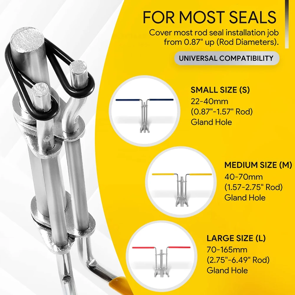 

Seal U-Cup Installation Tool Kit 3Pcs Hydraulic Cylinder Piston Rod Stainless Steel S/M/L Car Seal Installation Tools