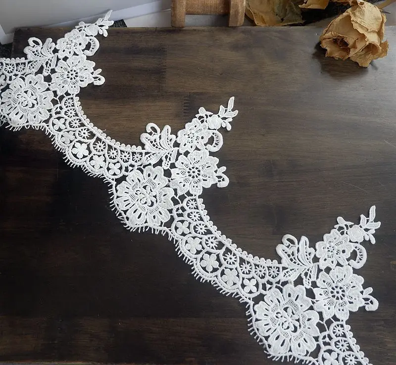 Polyester Embroidered Net Lace Fabric, Water Soluble, Black, White Lace Trim Ribbons, DIY Sewing, Handmade Craft Materials