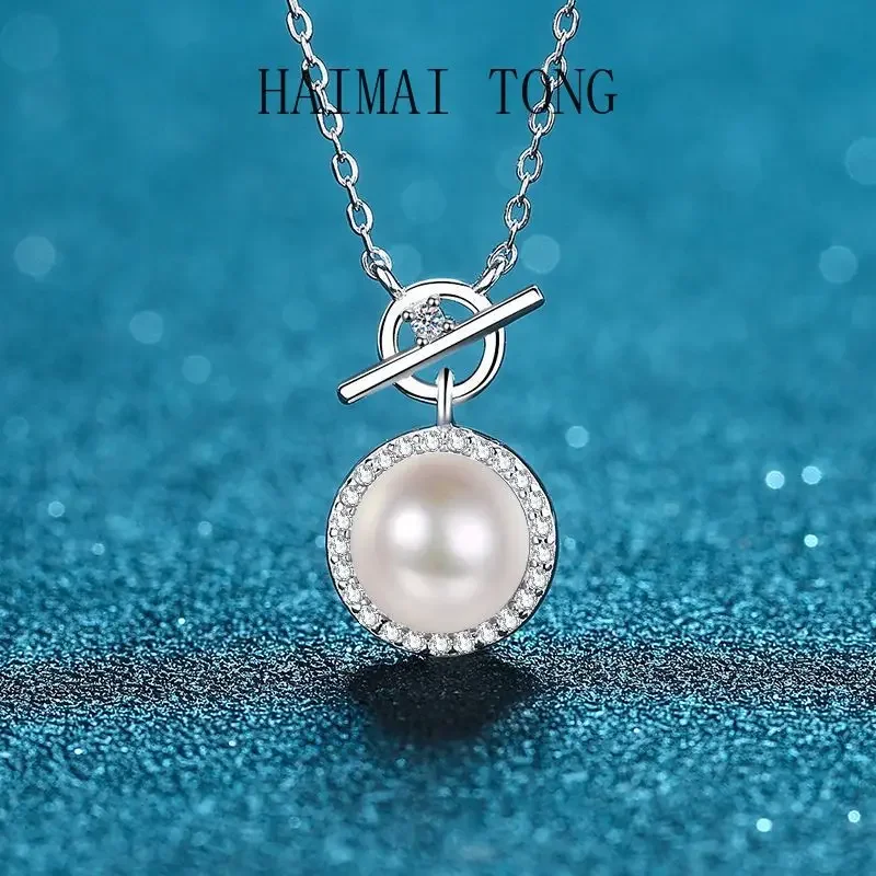 

HAIMAITONG Collarbone chain female lock deduction PT950 platinum freshwater pearl Moissanite necklace