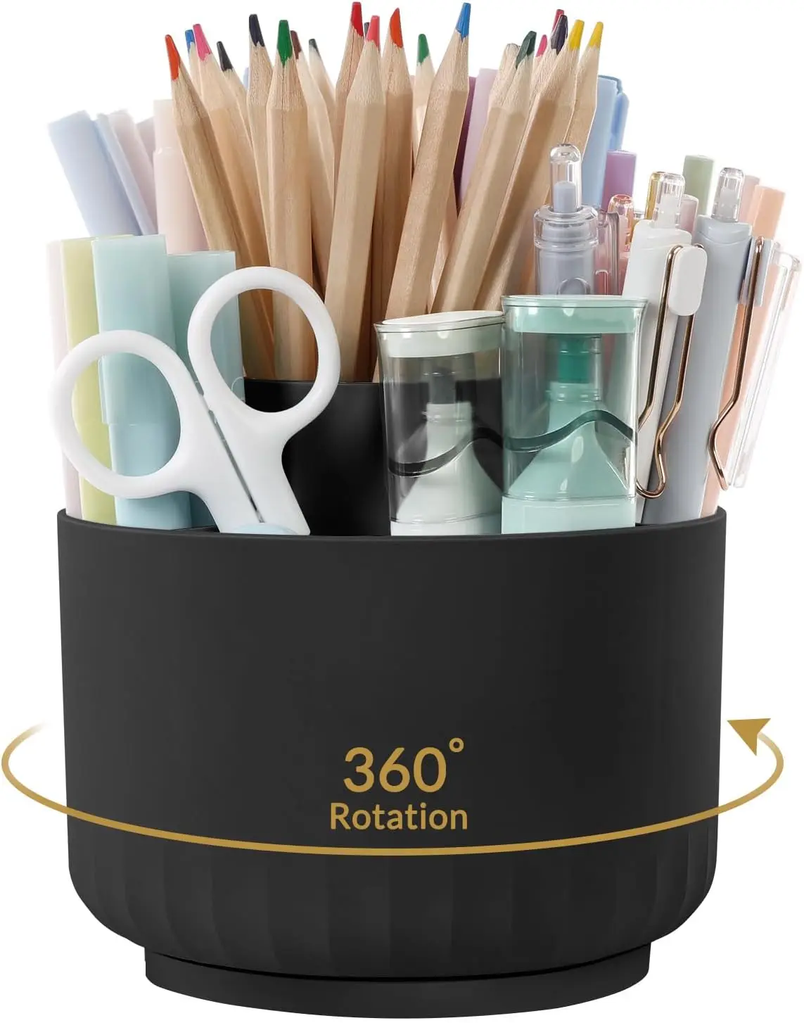 360° Rotating Pencil Holder for Desk, 5-Slot Pen Organizer, Space-Saving Desk Decor for Office School Home