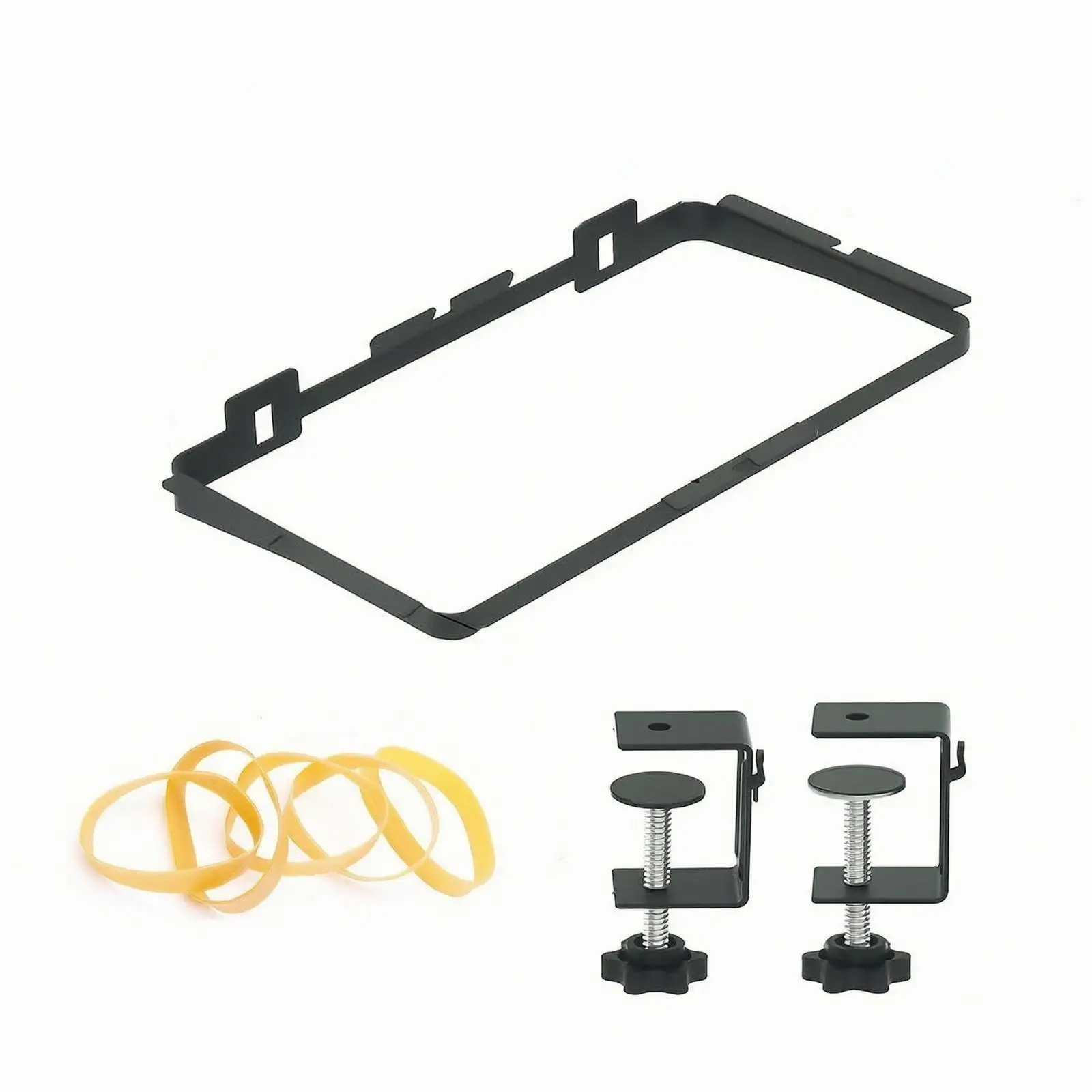 Adjustable Tabletop Trash Bag Holder Carbon Steel Portable Garbage Bag Support Rack with Rubber Bands for Outdoor