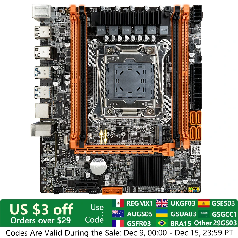 ASL LGA 2011-3 X99 Motherboard Support Intel Xeon E5 V3 V4 Family CPU Processor DDR4 RAM SATA/NVME M.2 Slot