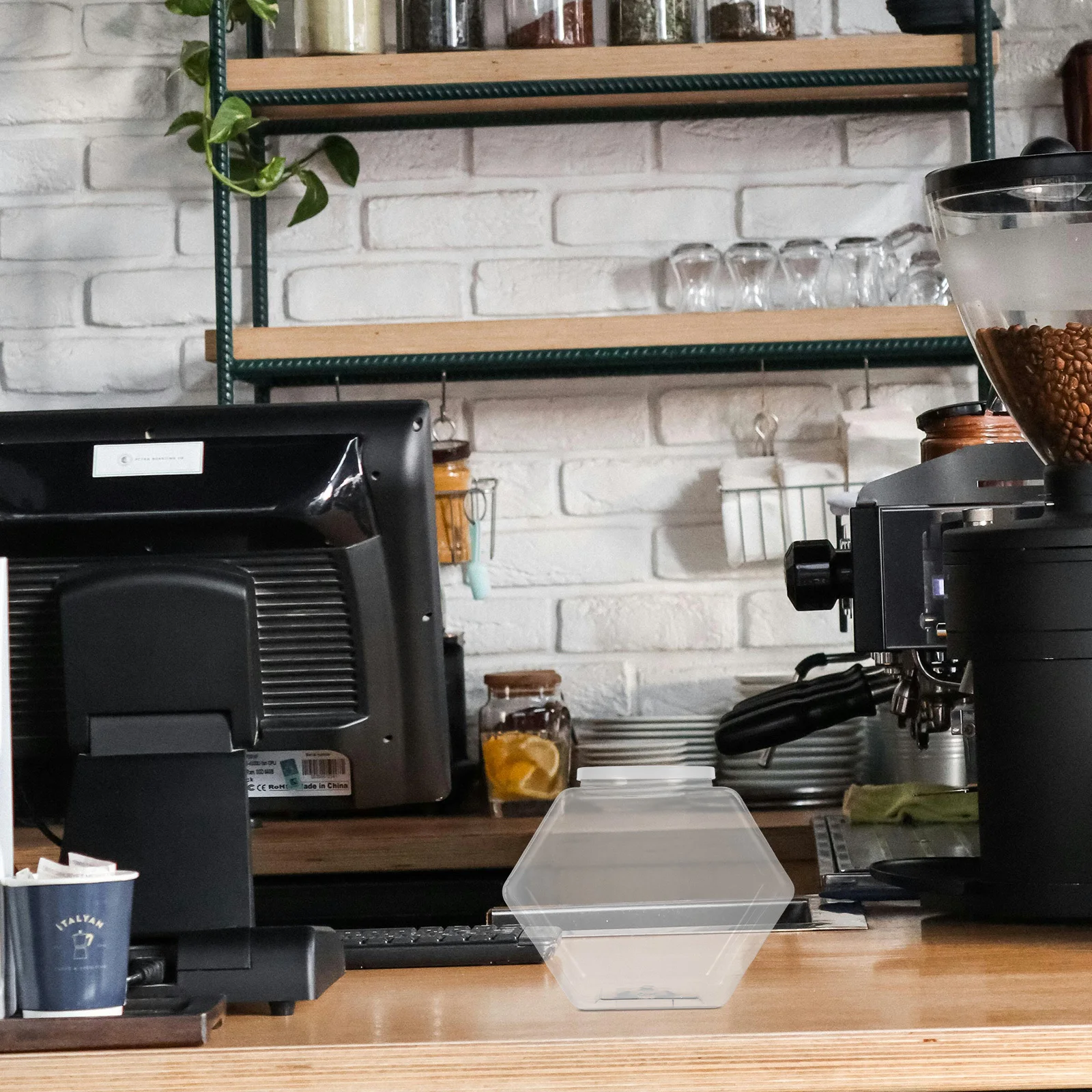 

Clear Plastic Lollipop Container 4300Ml Hexagon Design Food Storage Jar for Countertop Organization Reusable Use