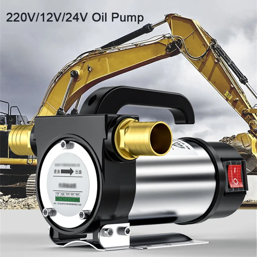 220V Electric DC 12V/24V Oil Pump Self Priming For Diesel Kerosene Transfer Fuel Oil Well Water Pump 50L/min Forward And Reverse