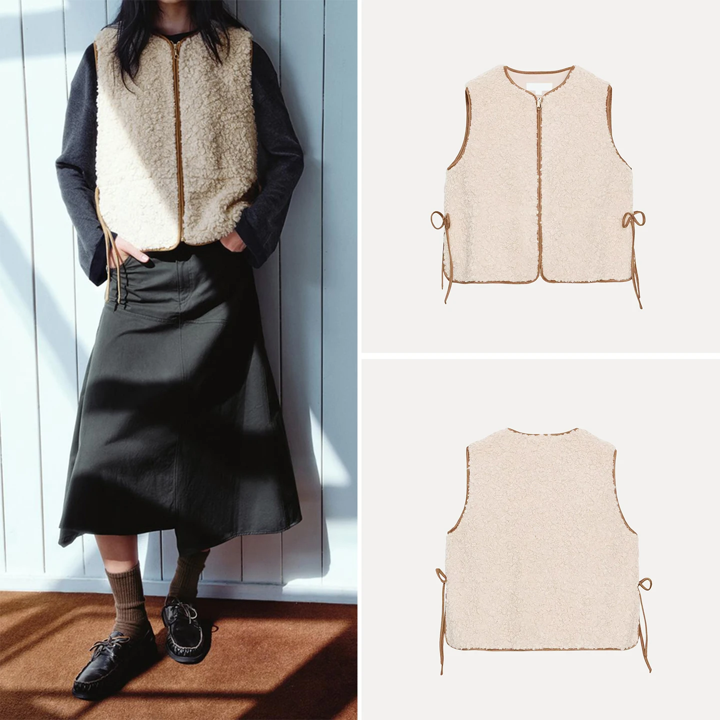 

Z Women's Faion Personali Woolen Vest 2025 New Sle Commute round Ne Zipper Pure Color Versatile Ele