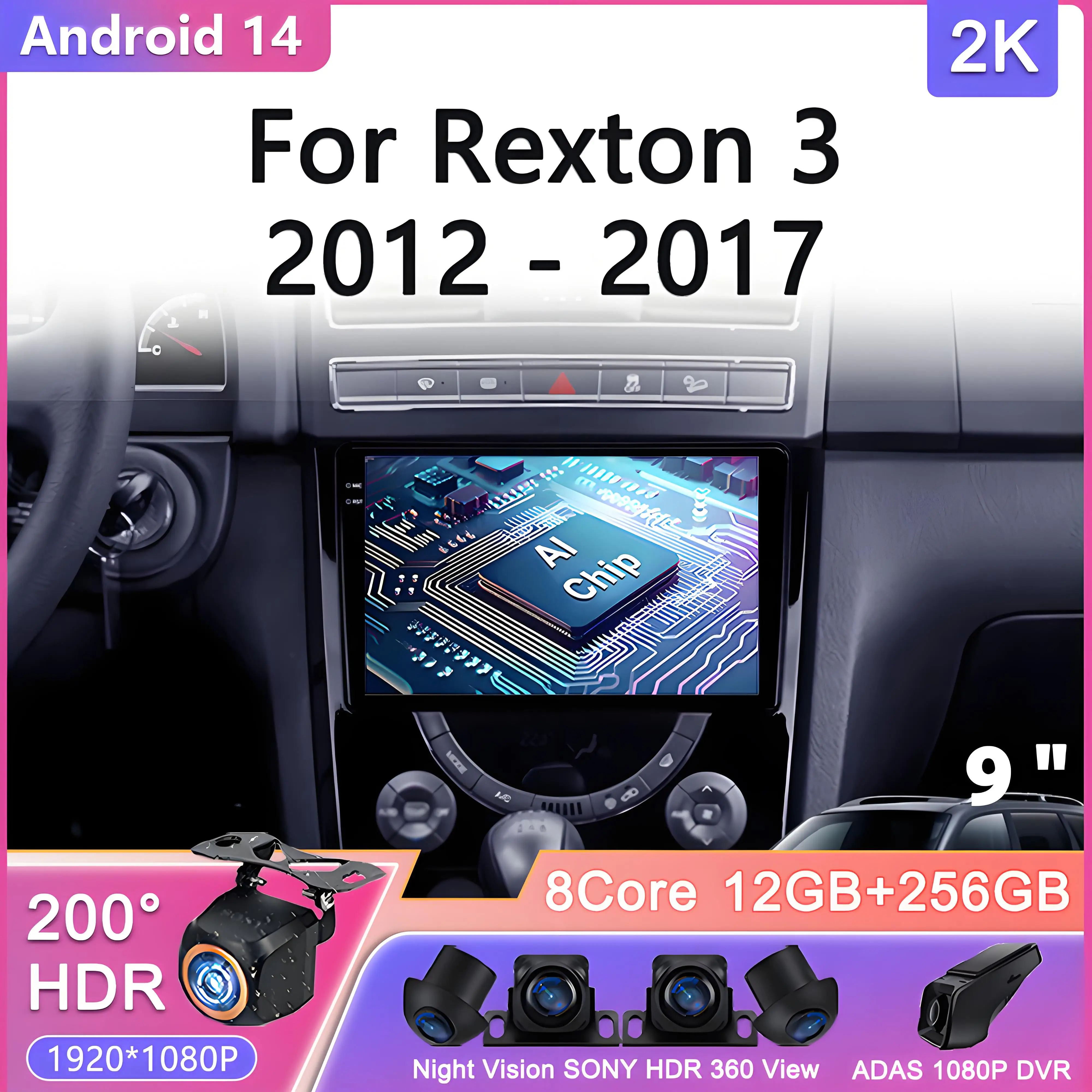 

Android 14 для SsangYong Rexton Y290 III 3 2012-2017 Автомобильный плеер Навигация GPS Мультимедиа Авто Радио Стерео BT Стерео Радио