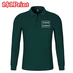 Long sleeved quick drying sports solid color Polo shirt Custom logo printed embroidery breathable men's and women's clothing