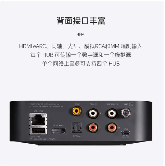 Bluesound HUB Hub BluOS HD Audio Input Wireless Multi Room Streaming System