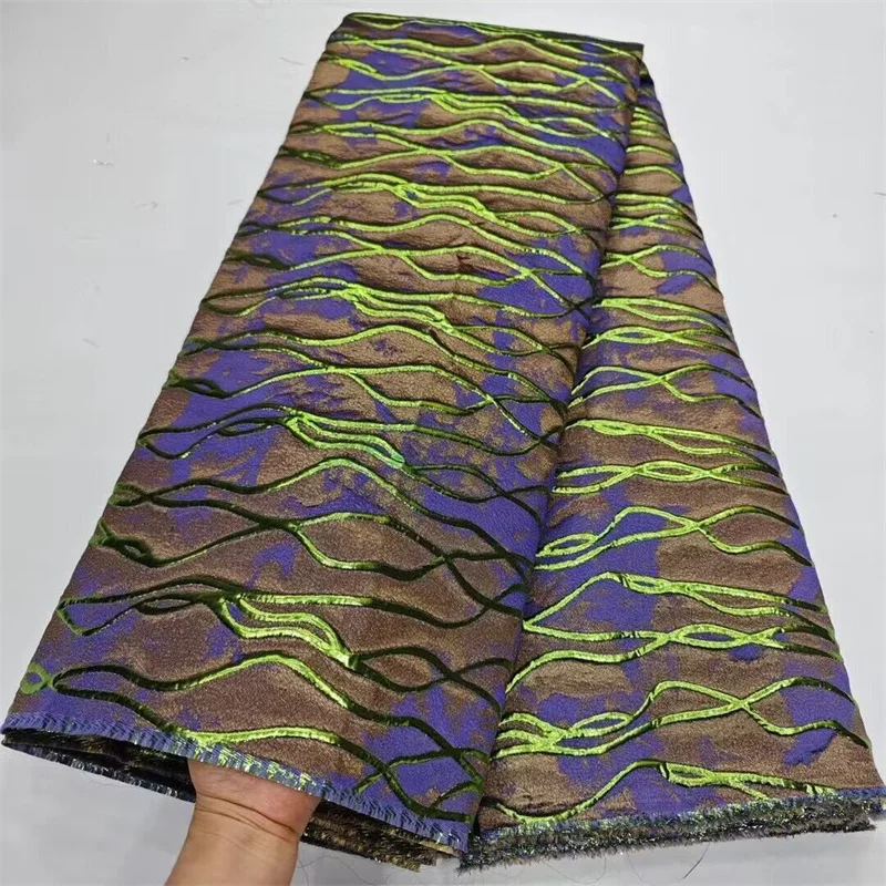 Purple/Green Latest Gold Brocade Lace Fabric High Quality African Lace Fabric Embroidery Jacquard Fabric For Wedding Sewing