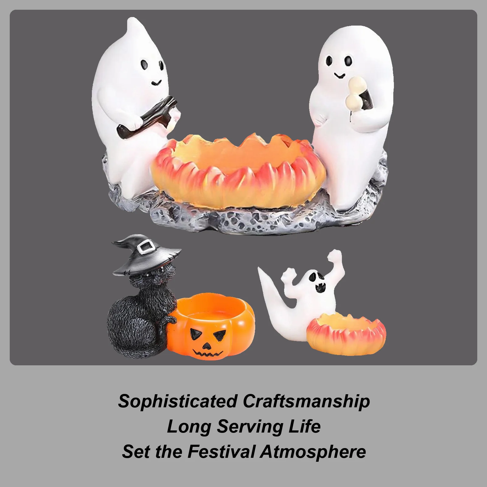 

Halloween Ghost Candle Holder Living Room Ornaments resin Candlestick Holder Spooky Decor Gothic Tabletop Centerpiece