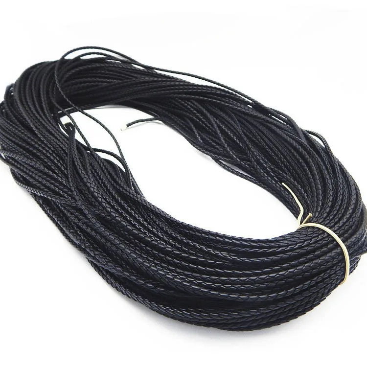 5meter Black Braided PU Leather Bracelet Findings 3/4/5/6mm Round Jewelry Cord String Rope DIY Necklace Bracelet Making