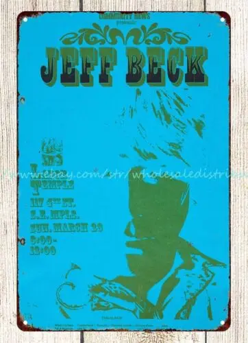 1969 Jeff Beck Concert Rod Stewart, Ronnie Wood, Minneapolis MN metal tin sign