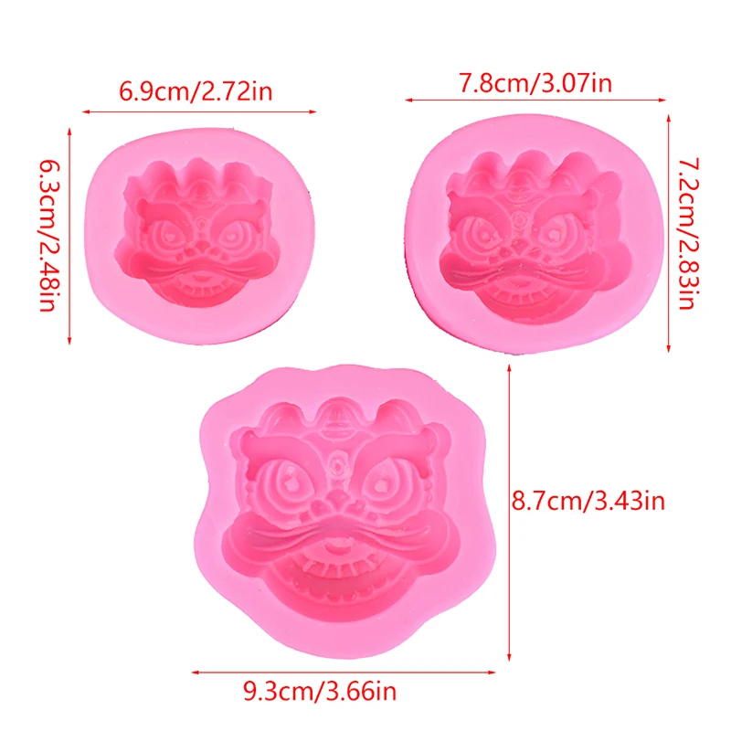 Chinese New Year Dragon Lion Mold Silicone Mold Fondant Mold Cake Baking Tool Kitchen Candle Soap Mold DIY Gift Party Decoration