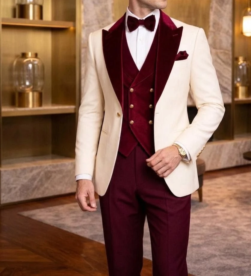 Men Suit Tuxedo Three Piece Wedding Clothing
