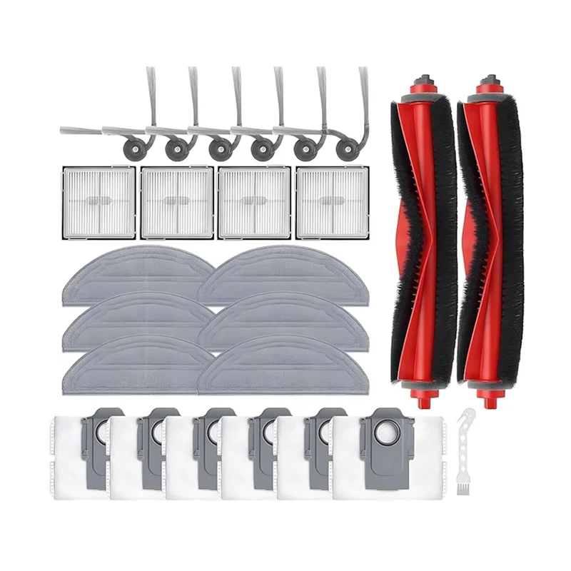 

【A88X】Sweeping Machine Accessories 25 Pcs Set For Roborock Q10 S5/Q10 S5+ /Q10 X5/Q10 X5+ Includes Main Side Brush Mop Filter Du