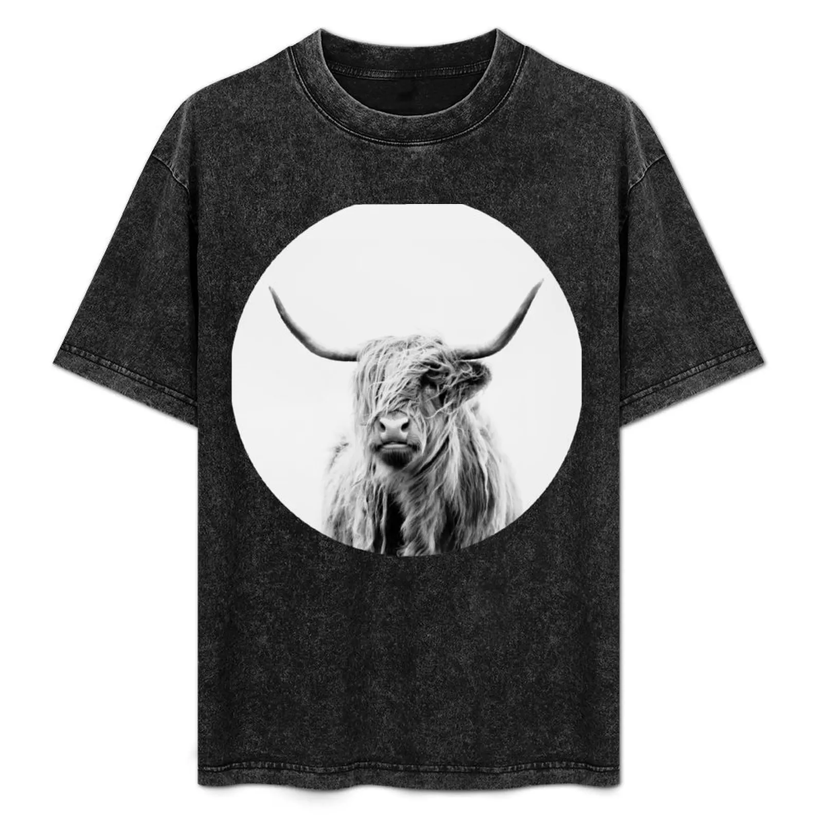 

portrait of a highland cow (landscape format) T-Shirt Basic Short Sleeve Cotton Blend T-Shirt