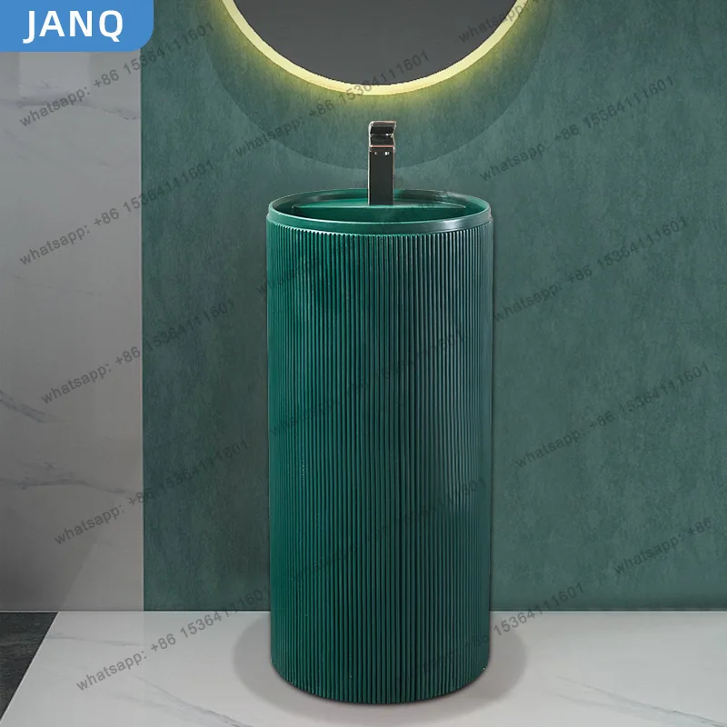 Column type simple modern washbasin artificial stone floor type bathroom washbasin multi-color